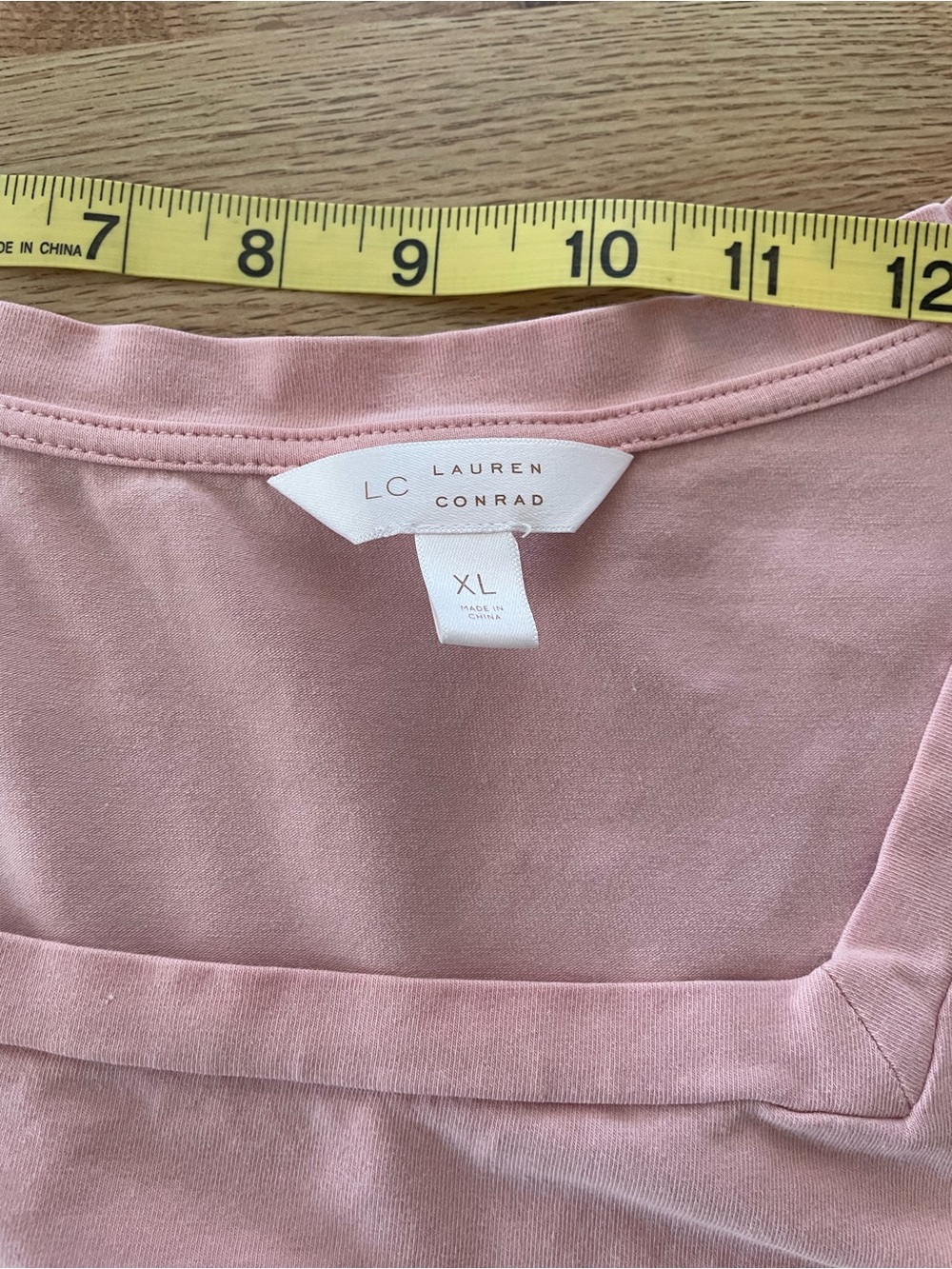 LC Lauren Conrad Soft Pink Square-Neck Blouse with Pintuck Sleeves - Picture 9 of 9